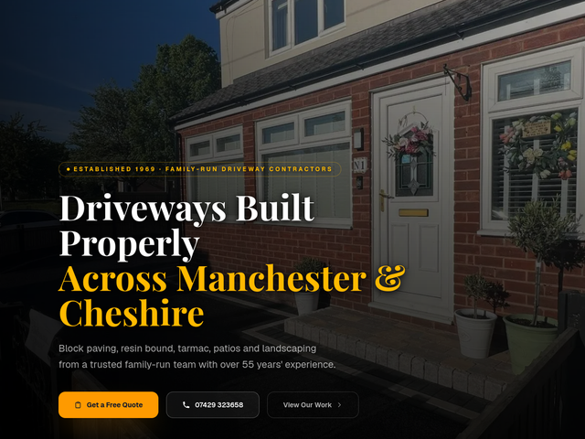 Homepage of Daly's Driveways, built by Dean Keating Co