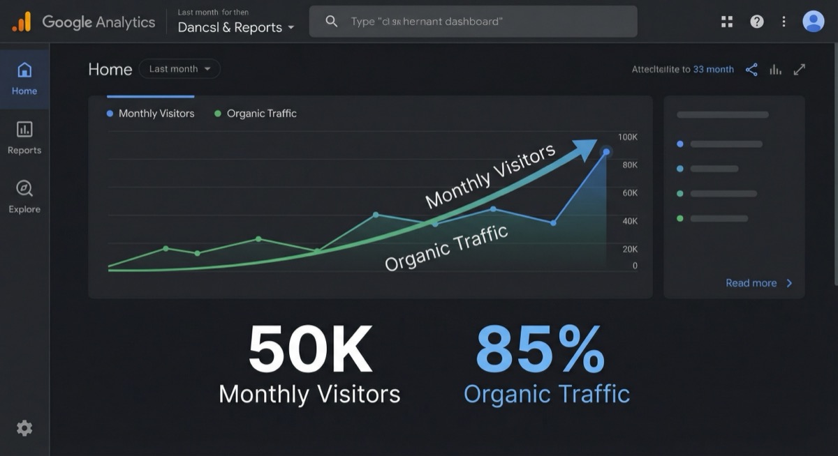 Google Analytics showing traffic growth