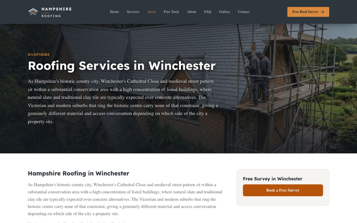 Town page — roofing in Winchester