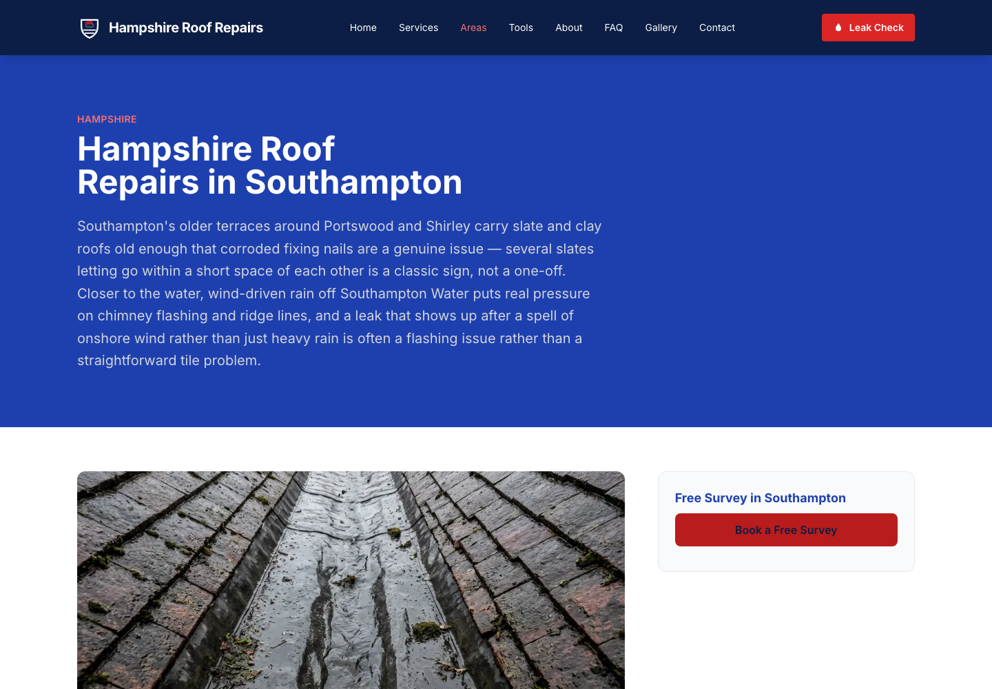 HampshireRoofRepairs.com — One-of-One Roof Repair Website