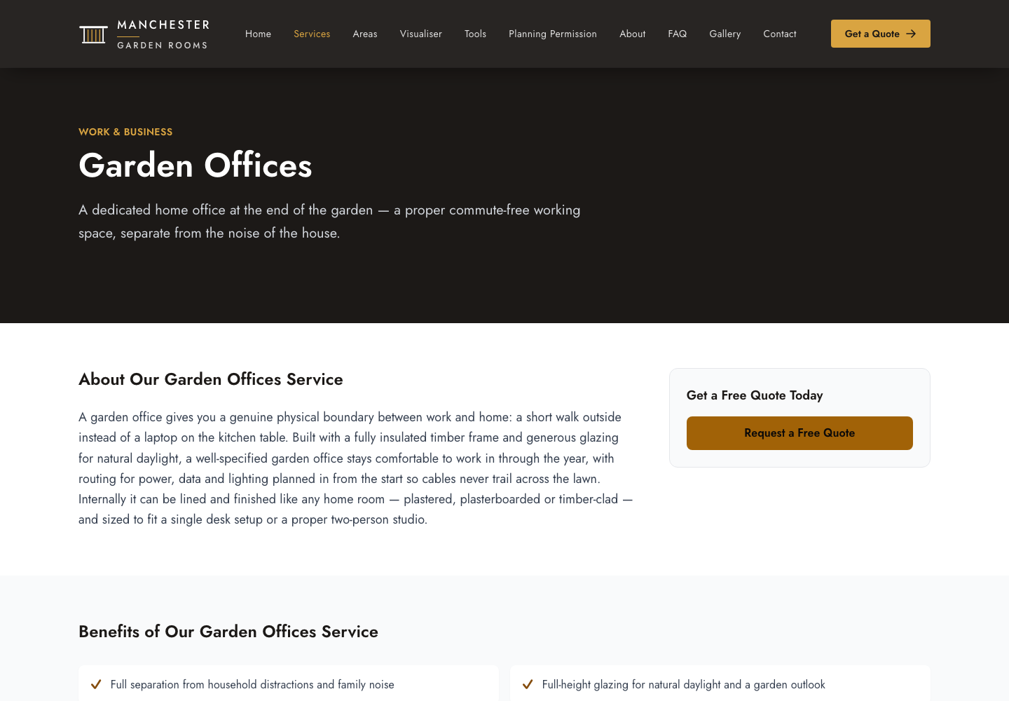 ManchesterGardenRooms.com — One-of-One Garden Room Website