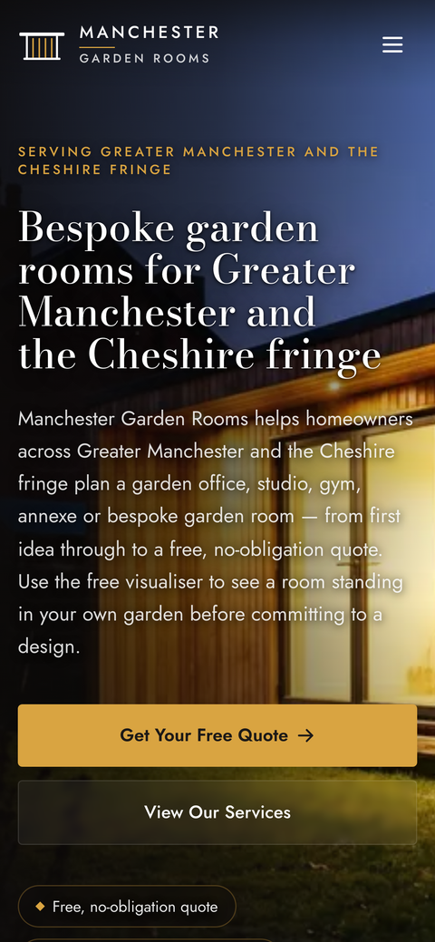 ManchesterGardenRooms.com — One-of-One Garden Room Website