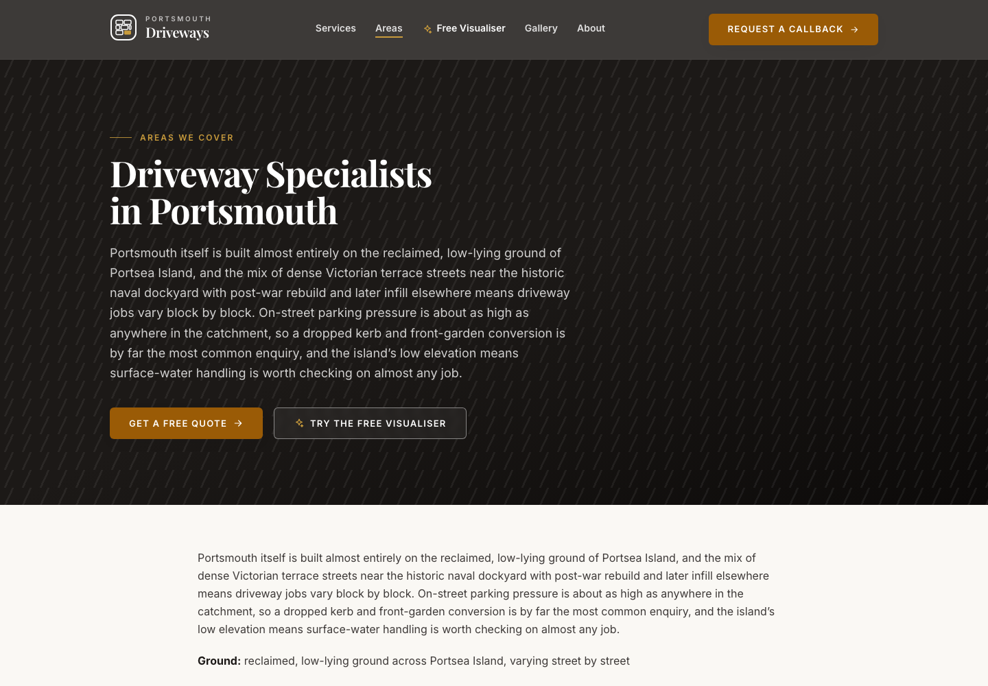 PortsmouthDriveways.com — One-of-One Driveway Website