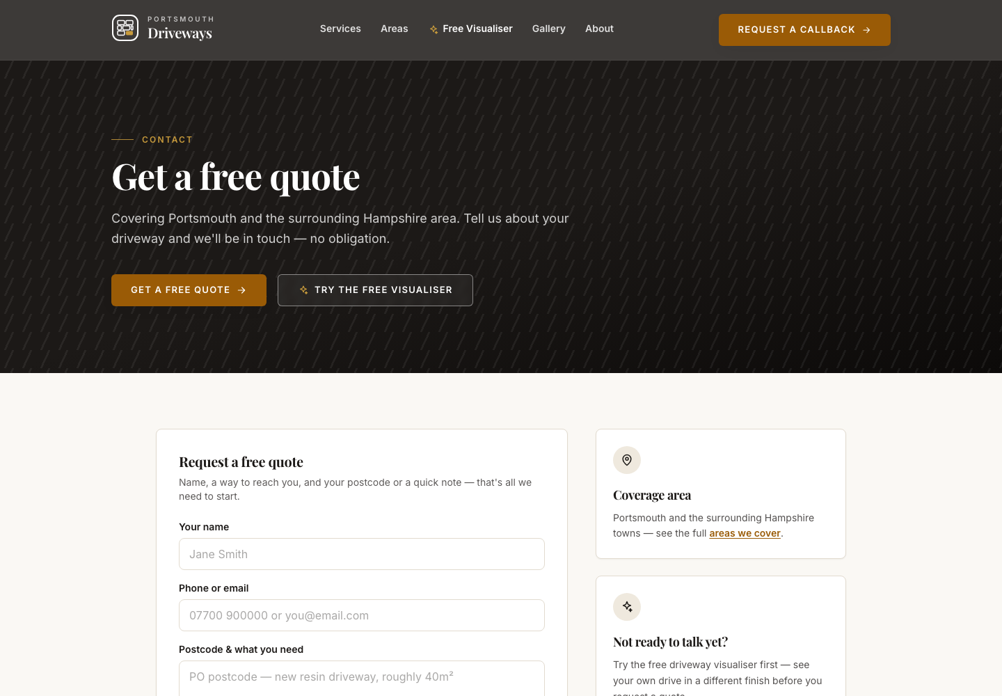 PortsmouthDriveways.com — One-of-One Driveway Website