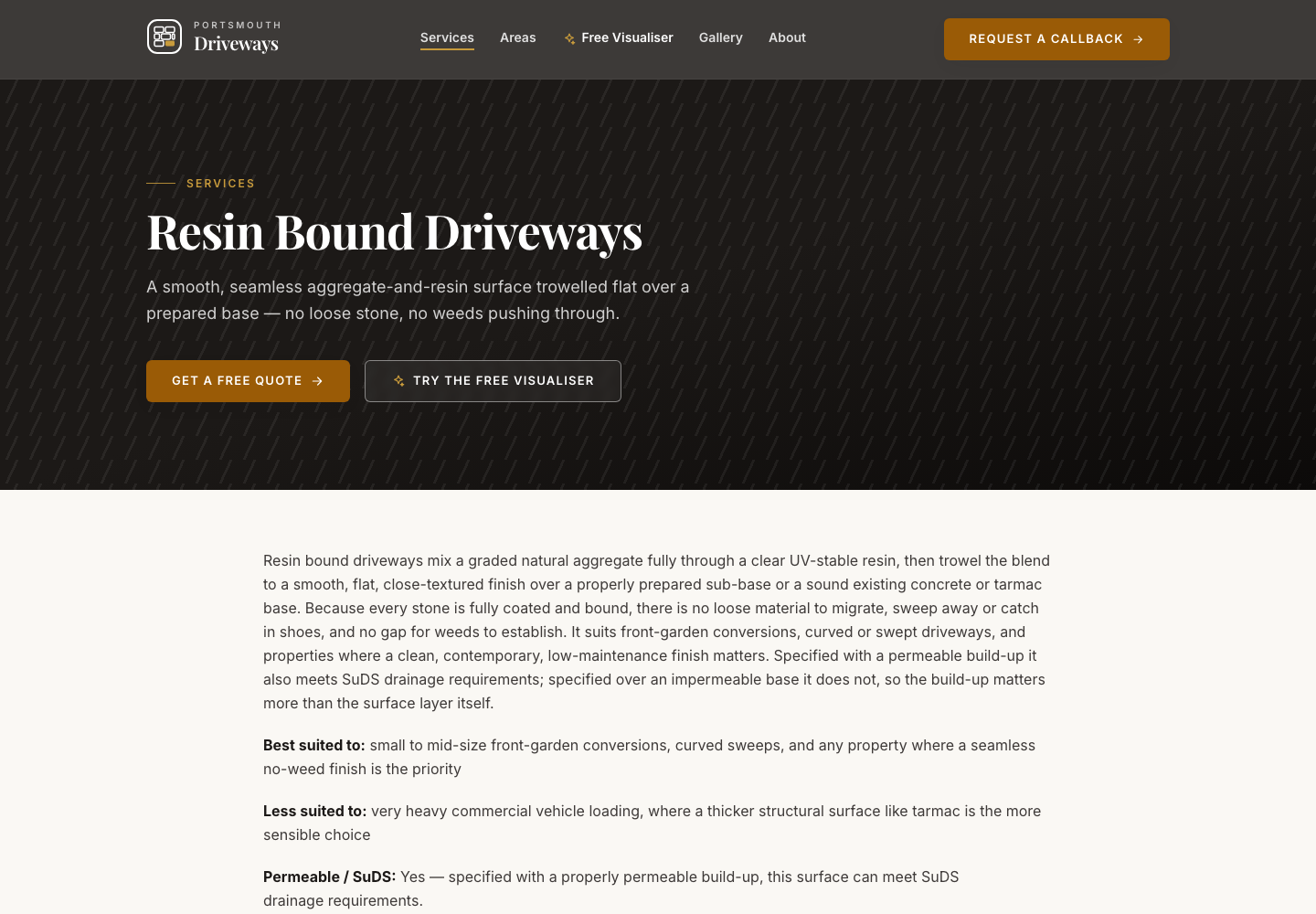 PortsmouthDriveways.com — One-of-One Driveway Website