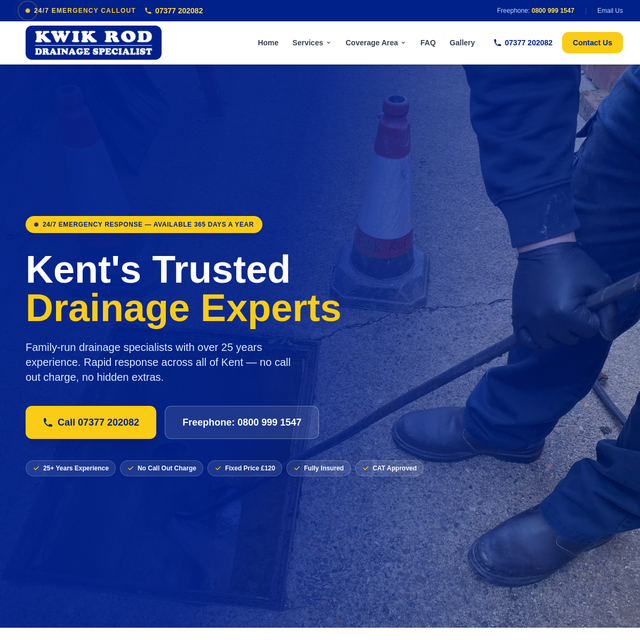 Homepage of Kwik Rod, built by Dean Keating Co
