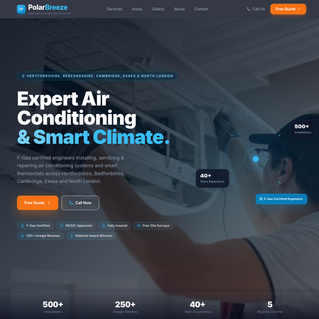 Homepage of Polar Breeze, built by Dean Keating Co