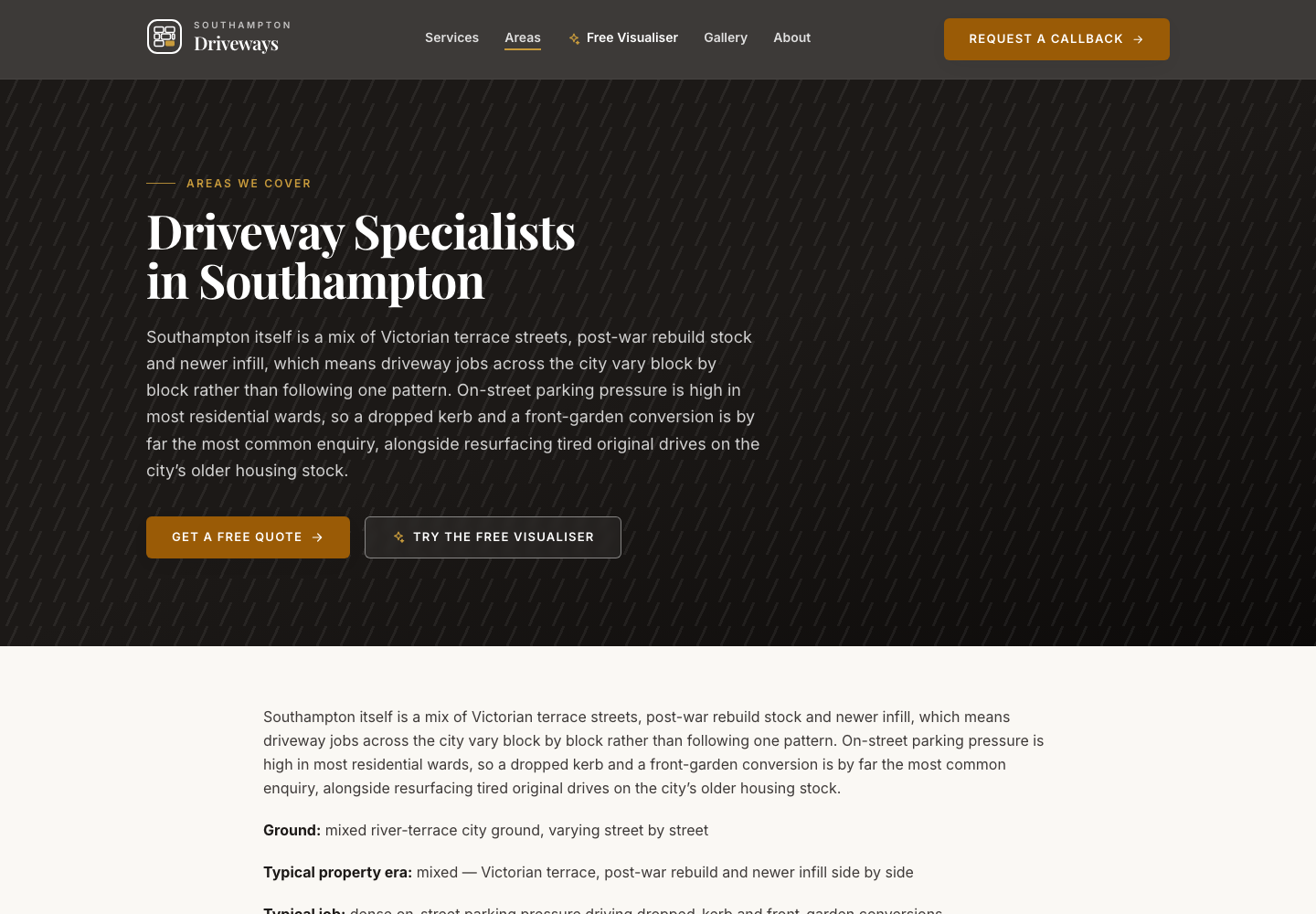 SouthamptonDriveways.com — One-of-One Driveway Website