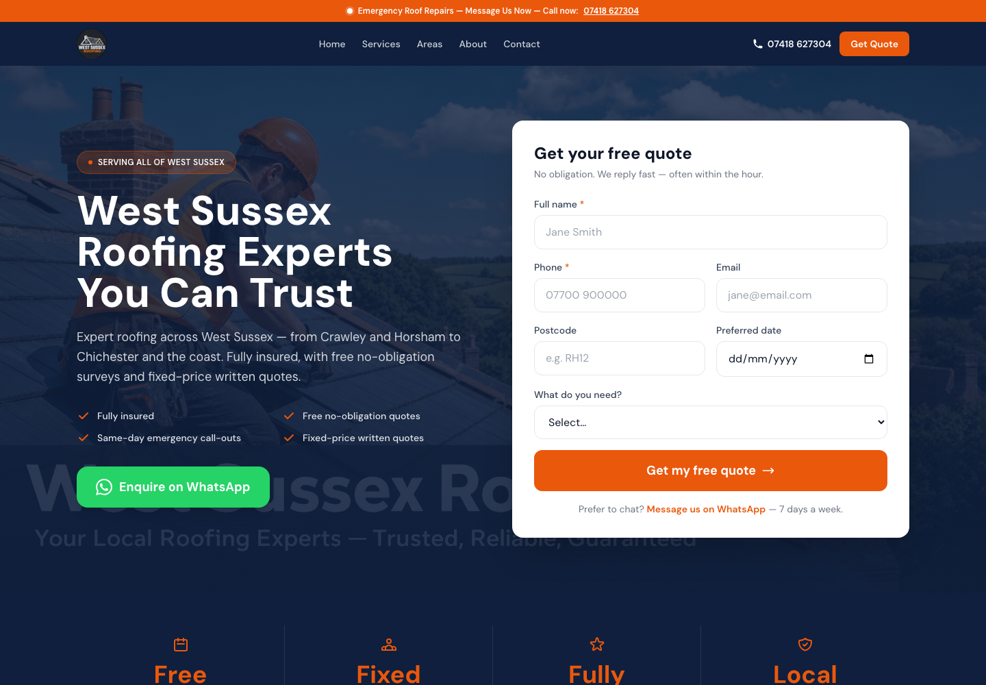 WestSussexRoofing.co — One-of-One Roofing Website