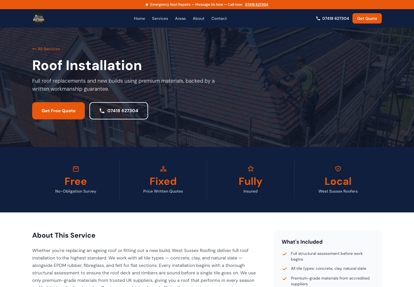 WestSussexRoofing.co — One-of-One Roofing Website