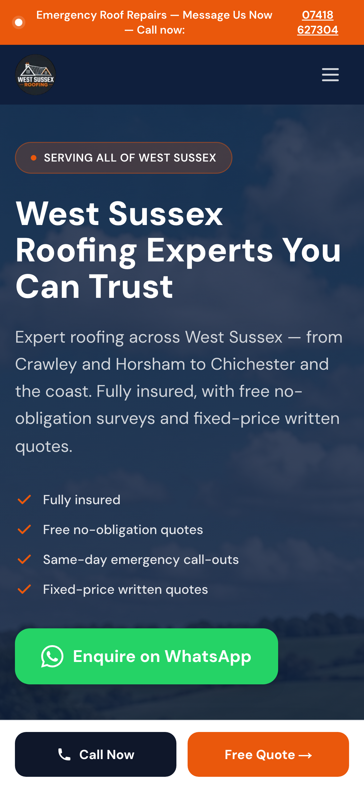 WestSussexRoofing.co — One-of-One Roofing Website